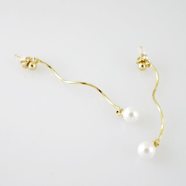 E2171 Earrings - Aretes - Pearl - 14K Real Color
