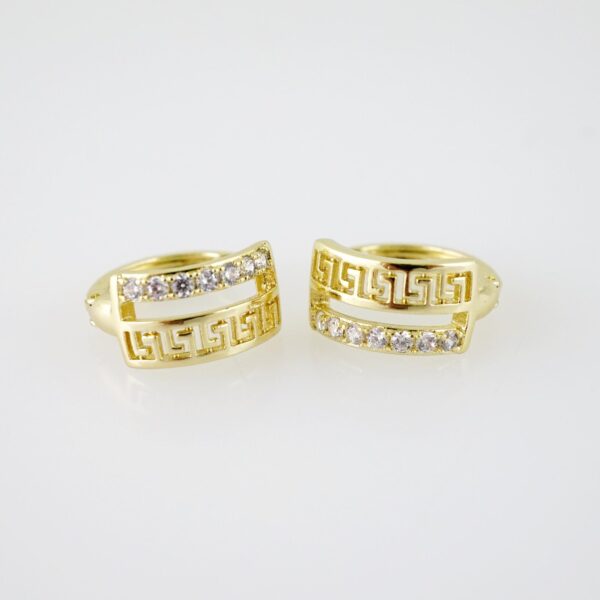 E2172 Earrings - Aretes - Zircon Stone - 14K Real Color