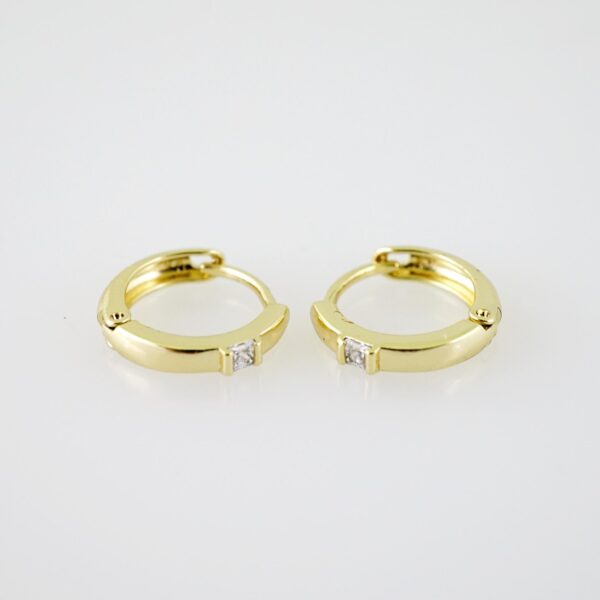 E2174 Earrings - Aretes - Zircon Stone - 14K Real Color