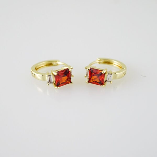 E2272 Earrings - Aretes - Zircon Stone - 14K Real Color