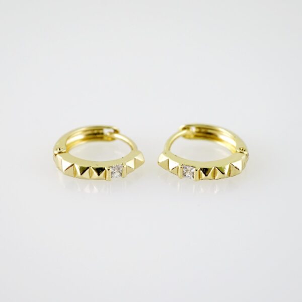 E2176 Earrings - Aretes - Zircon Stone - 14K Real Color