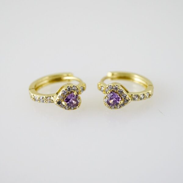 E2277 Earrings - Aretes - Zircon Stone - 14K Real Color