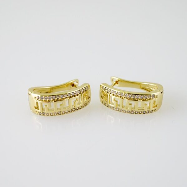 E2280 Earrings - Aretes - Zircon Stone - 14K Real Color