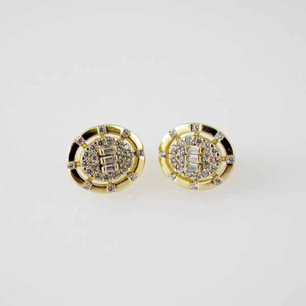 E2282 Earrings - Aretes - Zircon Stone - 14K Real Color