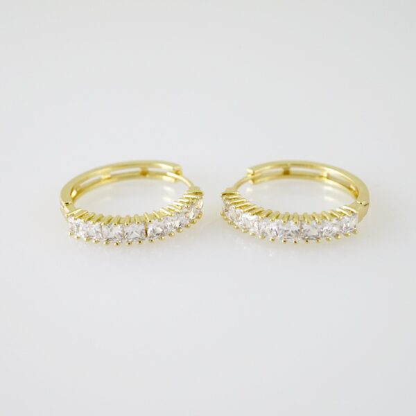E2285 Earrings - Aretes - Zircon Stone - 14K Real Color