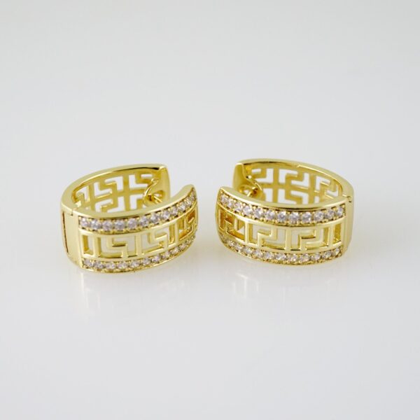 E2291 Earrings - Aretes - Zircon Stone - 14K Real Color