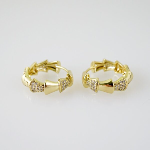 E2298 Earrings - Aretes - Zircon Stone - 14K Real Color