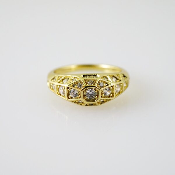 R727 RING - ANILLO - Zircon Stone - 14K Real Color