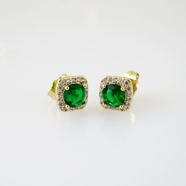 E2177 Earrings - Aretes - Zircon Stone - 14K Real Color