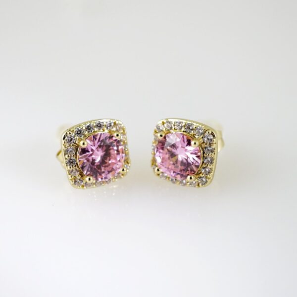 E2179 Earrings - Aretes - Zircon Stone - 14K Real Color