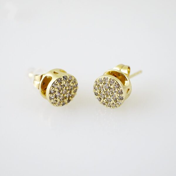 E2184 Earrings - Aretes - Zircon Stone - 14K Real Color