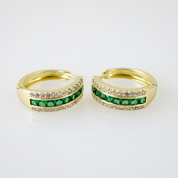E2187 Earrings - Aretes - Zircon Stone - 14K Real Color