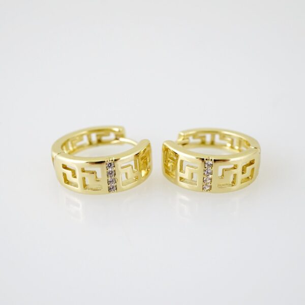 E2189 Earrings - Aretes - Zircon Stone - 14K Real Color