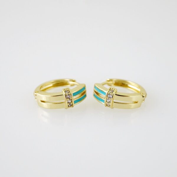 E2190 Earrings - Aretes - Zircon Stone - 14K Real Color