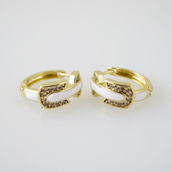 E2192 Earrings - Aretes - Zircon Stone - 14K Real Color