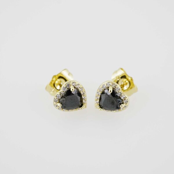 E1895 Earrings - Aretes - Zircon Stone - 14K Real Color - Black