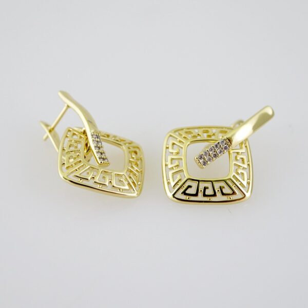 E2305 Earrings - Aretes - Zircon Stone - 14K Real Color