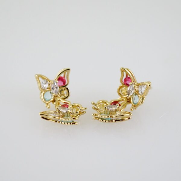 E2307 Earrings - Aretes - Zircon Stone - 14K Real Color