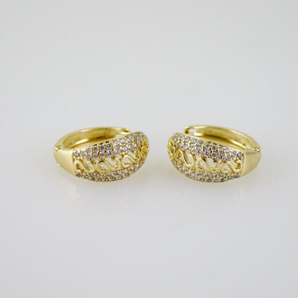 E2312 Earrings - Aretes - Zircon Stone - 14K Real Color
