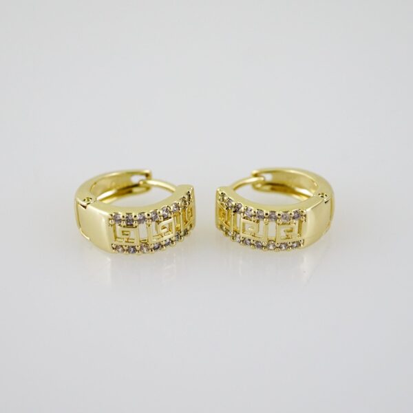 E2313 Earrings - Aretes - Zircon Stone - 14K Real Color