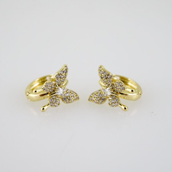 E2317 Earrings - Aretes - Zircon Stone - 14K Real Color