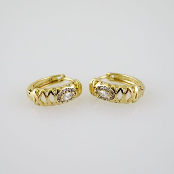 E2318 Earrings - Aretes - Zircon Stone - 14K Real Color