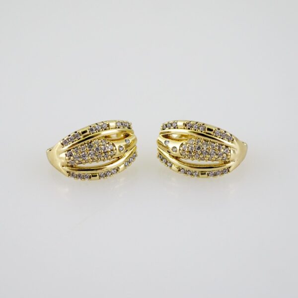 E2319 Earrings - Aretes - Zircon Stone - 14K Real Color
