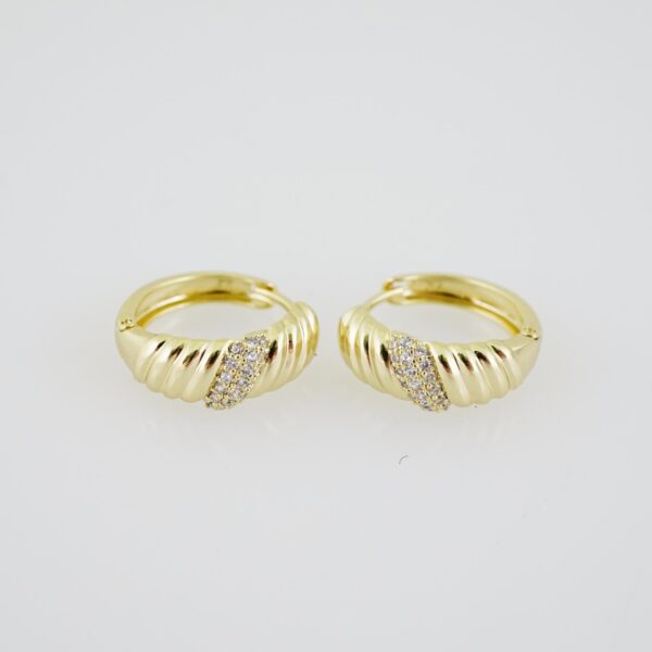 E1902 Earrings - Aretes - Zircon Stone - 14K Real Color