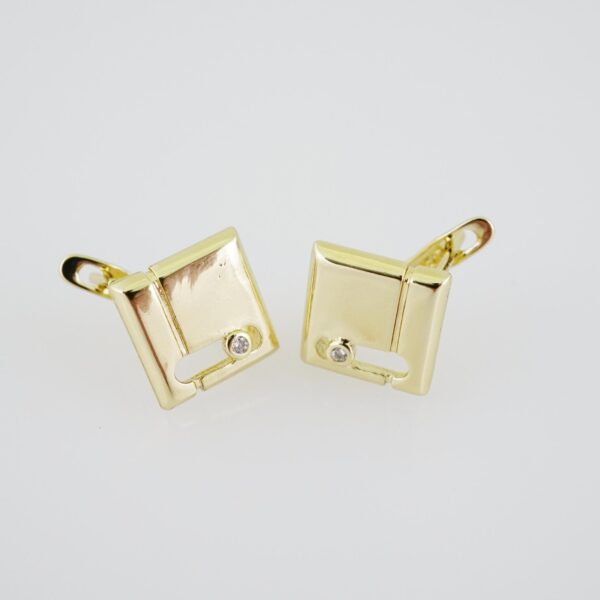 E1906 Earrings - Aretes - Zircon Stone - 14K Real Color