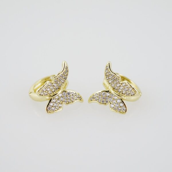 E1909 Earrings - Aretes - Zircon Stone - 14K Real Color