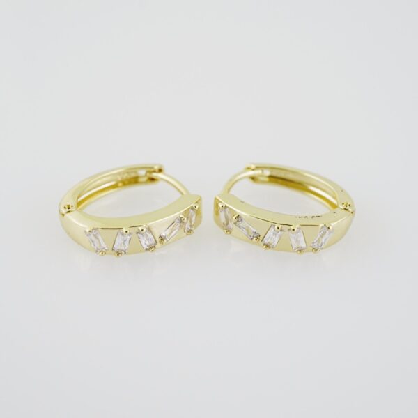 E1911 Earrings - Aretes - Zircon Stone - 14K Real Color