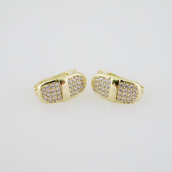 E1912 Earrings - Aretes - Zircon Stone - 14K Real Color