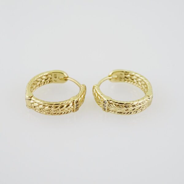 E1913 Earrings - Aretes - Zircon Stone - 14K Real Color