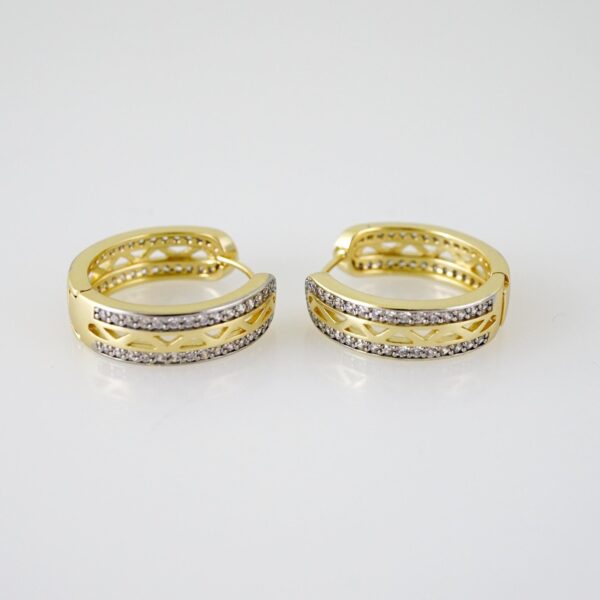 E2696 Earrings - Aretes - Zircon Stone - 14K Real Color