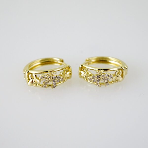 E2697 Earrings - Aretes - Zircon Stone - 14K Real Color