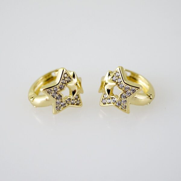 E2700 Earrings - Aretes - Zircon Stone - 14K Real Color