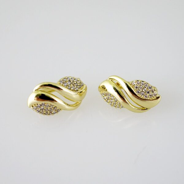 E2701 Earrings - Aretes - Zircon Stone - 14K Real Color