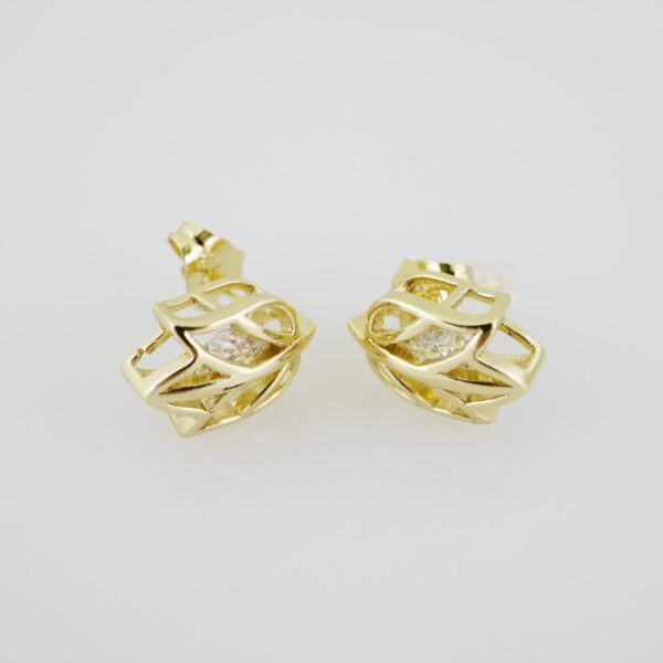 E1921 Earrings - Aretes - Zircon Stone - 14K Real Color
