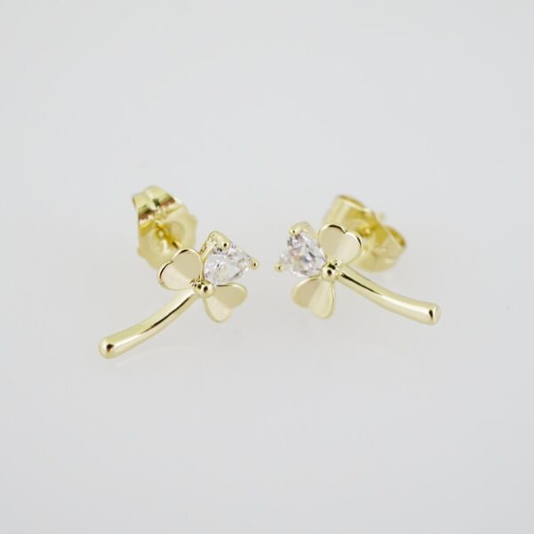 E1922 Earrings - Aretes - Zircon Stone - 14K Real Color