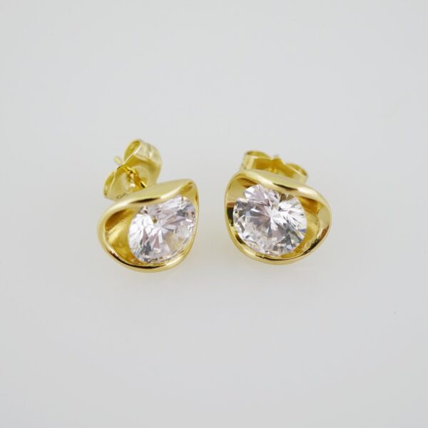 E1923 Earrings - Aretes - Zircon Stone - 14K Real Color