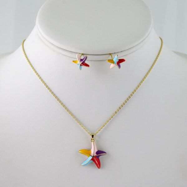 SET1637 Cadenas - Colgante - Aretes - Chain W - Pendants- Earrings - 14K Real Color - Zircon Stone - 2mmx45cm