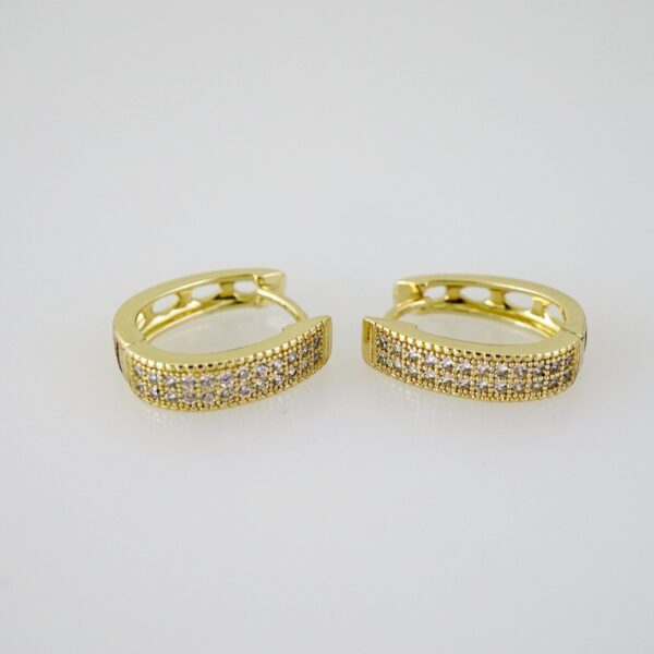 E2707 Earrings - Aretes - Zircon Stone - 14K Real Color