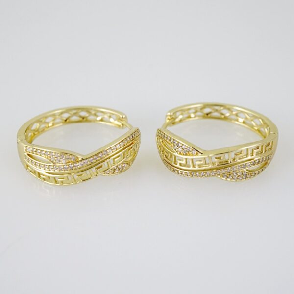 E2708 Earrings - Aretes - Zircon Stone - 14K Real Color