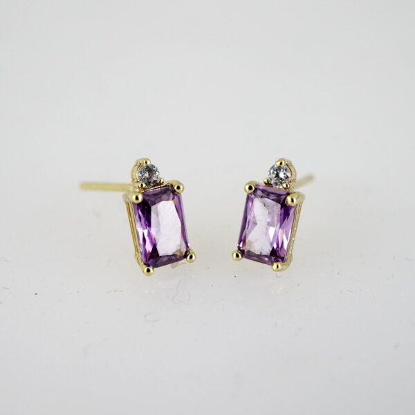 E2714 Earrings - Aretes - Zircon Stone - 14K Real Color