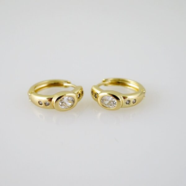 E2321 Earrings - Aretes - Zircon Stone - 14K Real Color