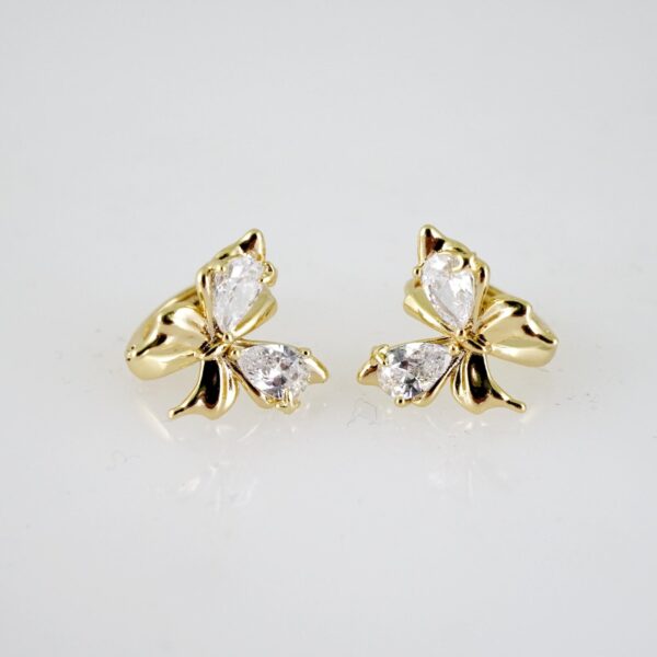 E2717 Earrings - Aretes - Zircon Stone - 14K Real Color