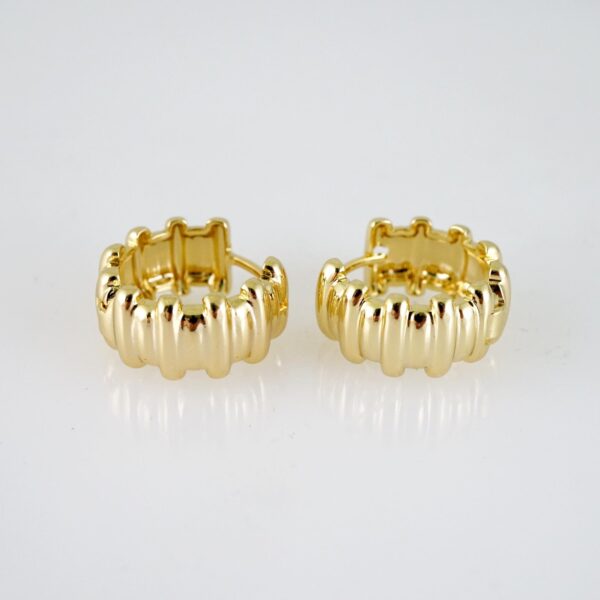 E2718 Earrings - Aretes - Zircon Stone - 14K Real Color