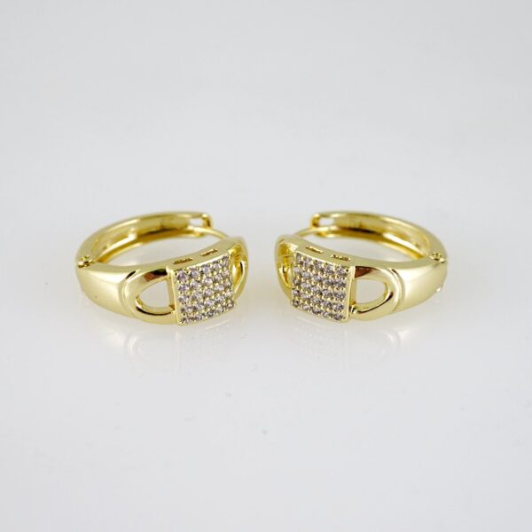 E2719 Earrings - Aretes - Zircon Stone - 14K Real Color