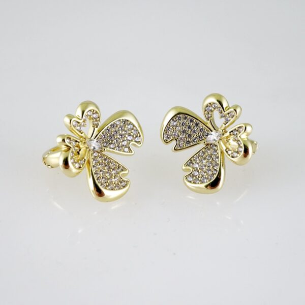 E2720 Earrings - Aretes - Zircon Stone - 14K Real Color