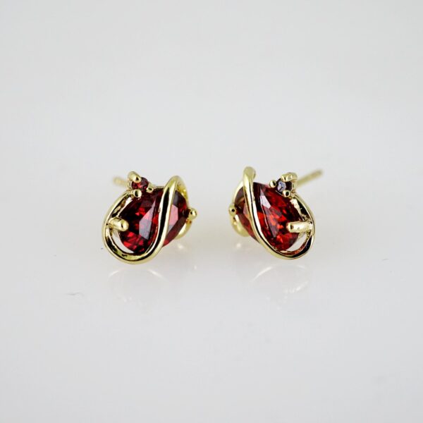 E2721 Earrings - Aretes - Zircon Stone - 14K Real Color